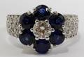 091140 14KT WHITE GOLD SAPPHIRE  DIAMOND RING
