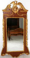 091110 FRENCH STYLE MAHOGANY  GILT PAINTED MIRROR