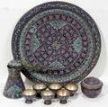 070064 PERSIAN ENAMEL  METAL TEA SET WITH TRAY 16 PC