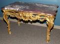 062077 LOUIS XV STYLE GILT WOOD VEINED MARBLE TOP