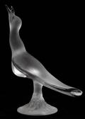 120107 LALIQUE FROSTED CRYSTAL SONGBIRD SIGNED H 9