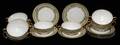 091168 LIMOGES PORCELAIN CREAM SOUP BOWLS  STANDS