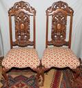 072108 CARVED WALNUT SIDECHAIRS CIRCA 1930 PAIR