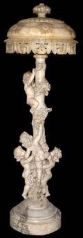 072107 ITALIAN CARVED MARBLE  ALABASTER FLOOR LAMP