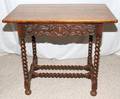 071187 ENGLISH CARVED OAK TABLE EARLY 20TH C H 27