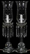 111217 CUT  ETCHED CRYSTAL HURRICANE LAMPS C 1930