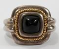 101121 TIFFANY  CO STERLING YELLOW GOLD  ONYX RING