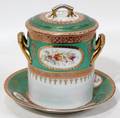 090117 AUSTRIAN PORCELAIN JAM JAR  UNDER PLATE H 5