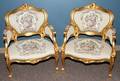 082085 LOUIS XV STYLE CARVED GILT WOOD FAUTEUILS