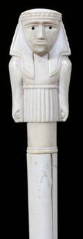 071238 CARVED IVORY WALKING STICK WITH EGYPTIAN FIGURA