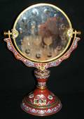 070118 CHINESE CLOISONN SWIVEL DRESSER MIRROR