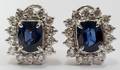 062150 450CT SAPPHIRE  250CT DIAMOND EARRINGS