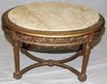112145 LOUIS XVI STYLE GILT WOOD TABLE WITH MARBLE TOP