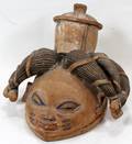 111269 AFRICAN CARVED WOOD HEADPIECE H 14 W 13
