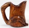 110154 CARVED WOOD STEIN WITH RAISED FISH DESIGN