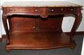102137 FRENCH CARVED WALNUT CREDENZA WITH MARBLE TOP