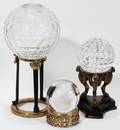 101168 CRYSTAL SPHERES ON GILT METAL STANDS 3 SETS