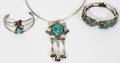 100143 STERLING AND TURQUOISE BRACELETS AND NECKLACES