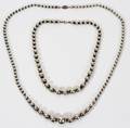 100139 SILVER BEADED NECKLACES TWO L 16  28