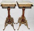 091239 MAHOGANY  GILT METAL TABLES WITH ONYX TOPS