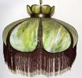 090164 LEADED SLAG GLASS HANGING LAMP FLOWER SHAPE