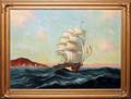 080140 OILCANVAS UNSIGNED 26 X 34 CLIPPER SHIP