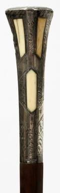 071247 WALKING STICK STERLING AND BONE HANDLE CIRCA
