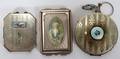071264 ENAMELED WHITE METAL COMPACTS THREE EARLY 20T