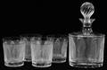 070168 LALIQUE CRYSTAL DECANTER  GLASSES FIVE PIECES
