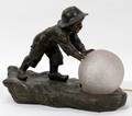 112220 FRENCH SMALL BRONZE LAMP BOY WITH BALL