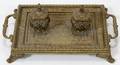 111317 EUROPEAN BRONZE INKSTAND H 5 W 13