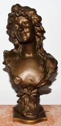 091278 L LE ROUX FRENCH SPELTER BUST C 1890 H 21