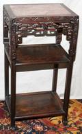 091265 CHINESE TEAKWOOD STAND WITH MARBLE TOP 19TH C