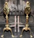 091283 BRASS ANDIRONS PAIR H 18