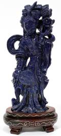 090209 CHINESE CARVED SODALITE STANDING GUAN YIN
