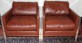 082174 BROWN LEATHER  STEEL CHAIRS C 19501980 PR