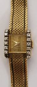 080168 OMEGA 18 KT YELLOW GOLD  DIAMOND WRISTWATCH