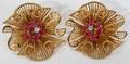 080166 18 KT YGOLD RUBY  DIAMOND EARCLIPS CONVER