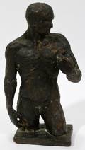 080144 UNSIGNED BRONZE SCULPTURE H 8 OVERALL NUDE