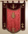 072232 EUROPEAN RED SILK  VELOUR ARMORIAL BANNER