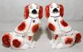 071316 ENGLISH STAFFORDSHIRE SPANIELS 19TH C TWO H