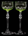 071307 GREEN TO CLEAR CRYSTAL WINE GLASSES SET OF TWE