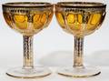 071306 GERMAN AMBER OVER CLEAR CRYSTAL SHERRY GLASSES