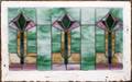 070208 LEADED  STAINED GLASS WINDOW H 18 L 30