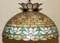 070197 LEADED GLASS HANGING LAMP H 14 DIA 21