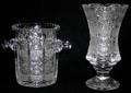 070184 CZECH QUEEN ANNES LACE CRYSTAL BUCKET AND VASE