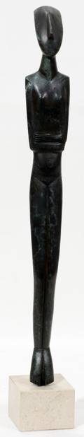062209 MODERN BRONZE FEMALE SCULPTURE H 16