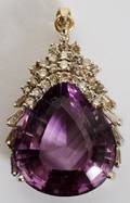 062225 18 KT YELLOW GOLD  DIAMOND AMETHYST PENDANT