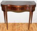 120249 MAHOGANY FRUITWOOD INLAID FLIP TOP TABLE