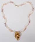 112257 14KT YGOLD OPAL  DIAMOND JAPANESE NECKLACE